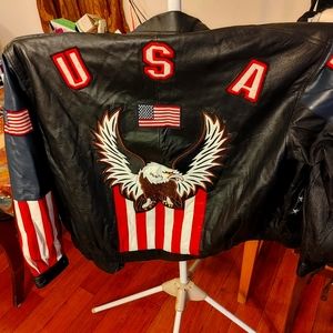 Prestige leather jacket with USA logo